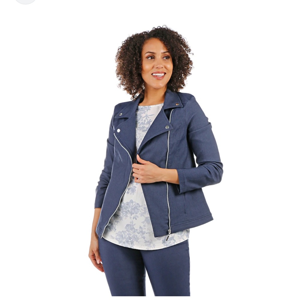 Mr.Max Dark Blue Women's Stretch Moto Jacket
